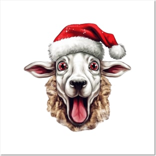 Funny Christmas Sheep Face Posters and Art